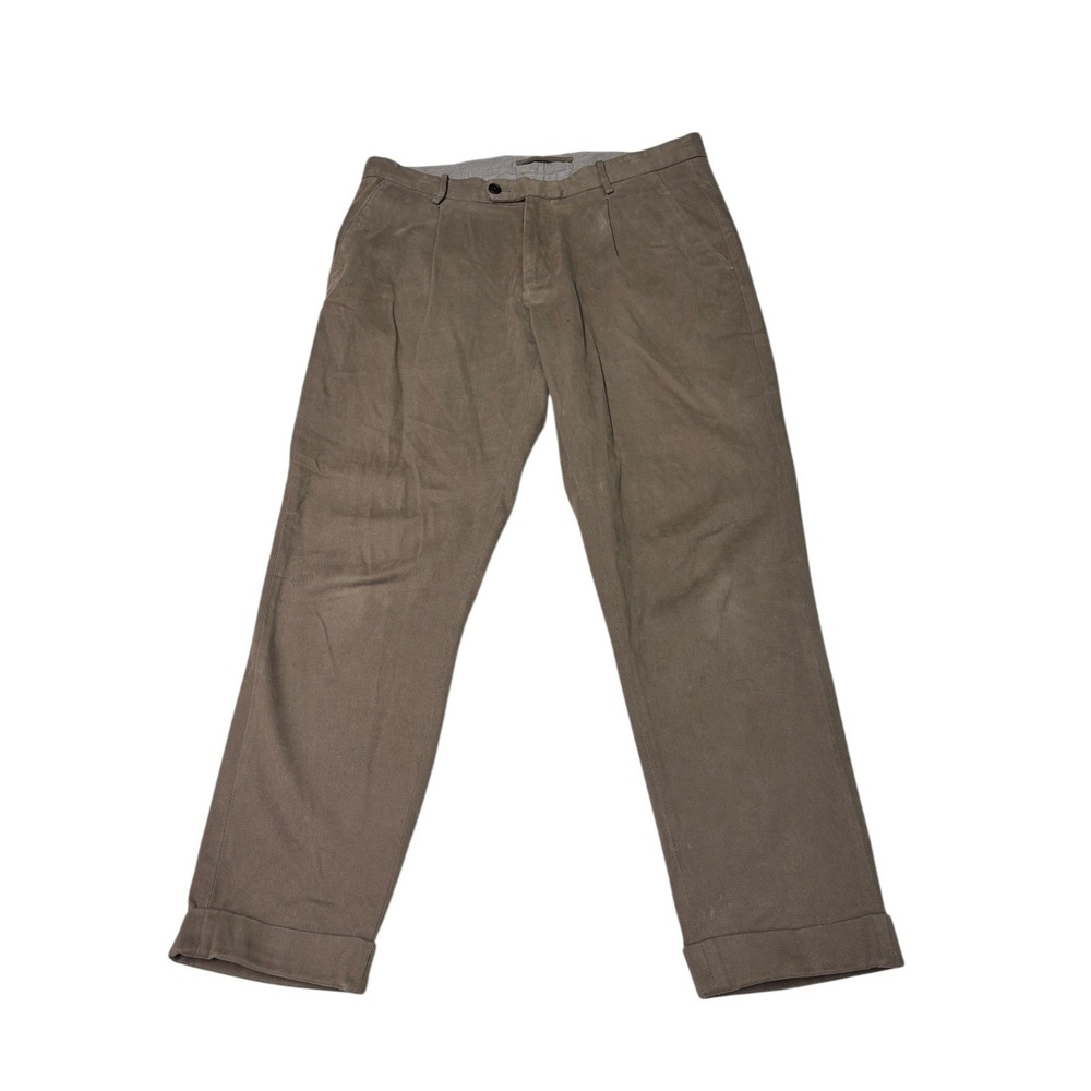 Massimo Dutti Pleated Cotton Blend Chinos Khaki 32x26 Casual‎ Dress Pants